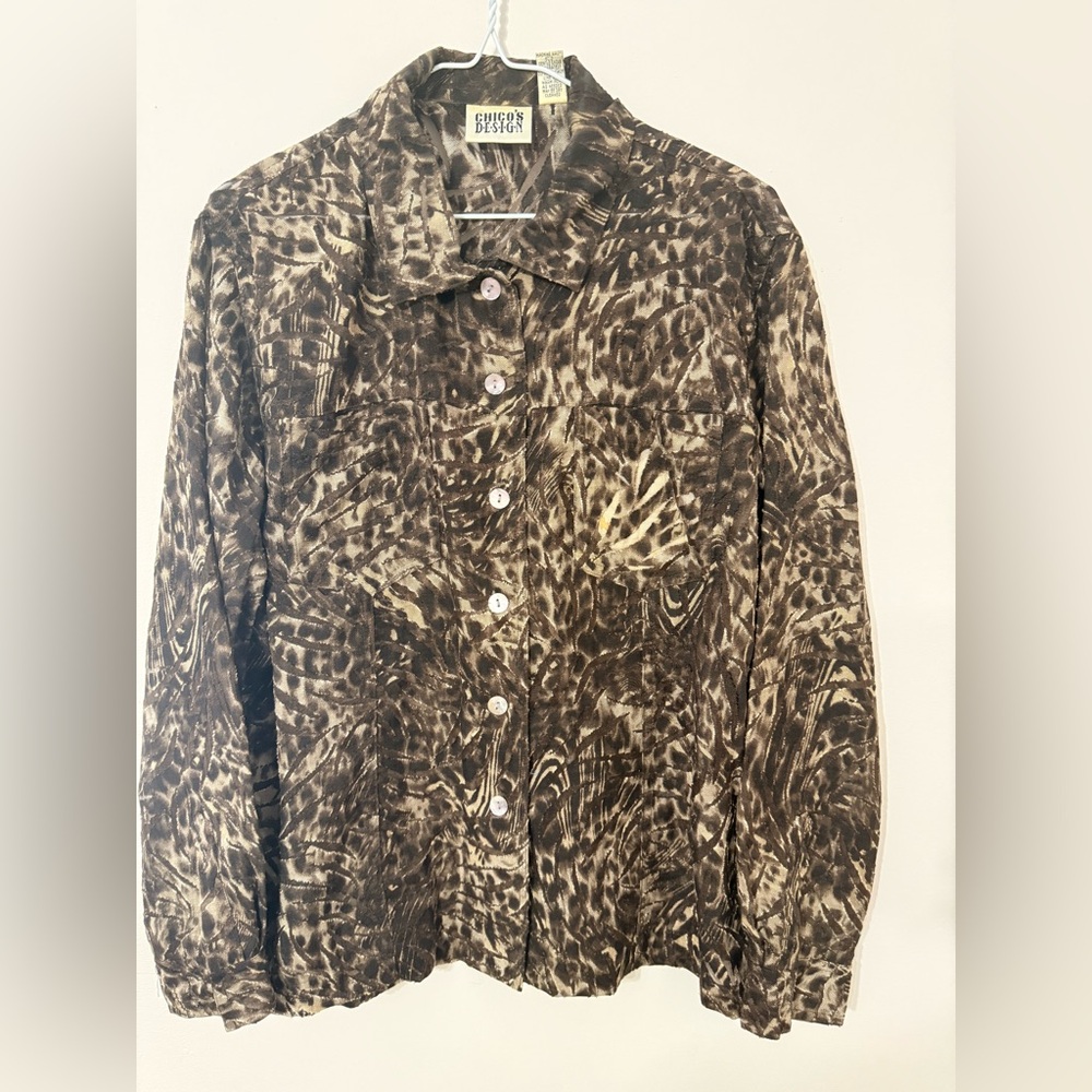 Chico's Brown Patterned Jean Jacket
